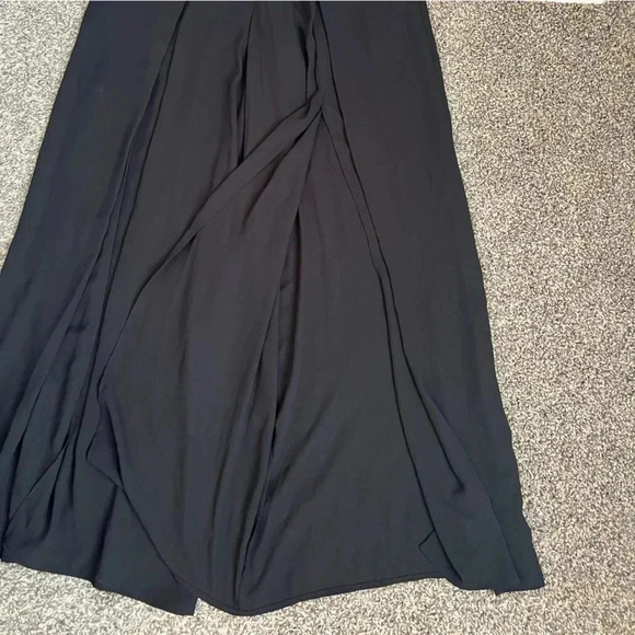 BY&BY BLACK JUMPSUIT SPLIT OPEN LEG SPAGHETTI STRAP SUMMER WIDE LEG NWT SIZE 9 - Picture 7 of 16